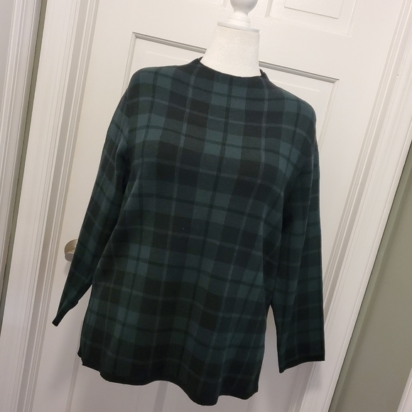 NWT Anne Klein Green & Black Plaid Sweater Size XL, Classic,  Retail $99.00 - Picture 1 of 9